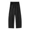 Black drawstring wide-leg pants, high-waisted and slimming casual sports trousers Item Picture